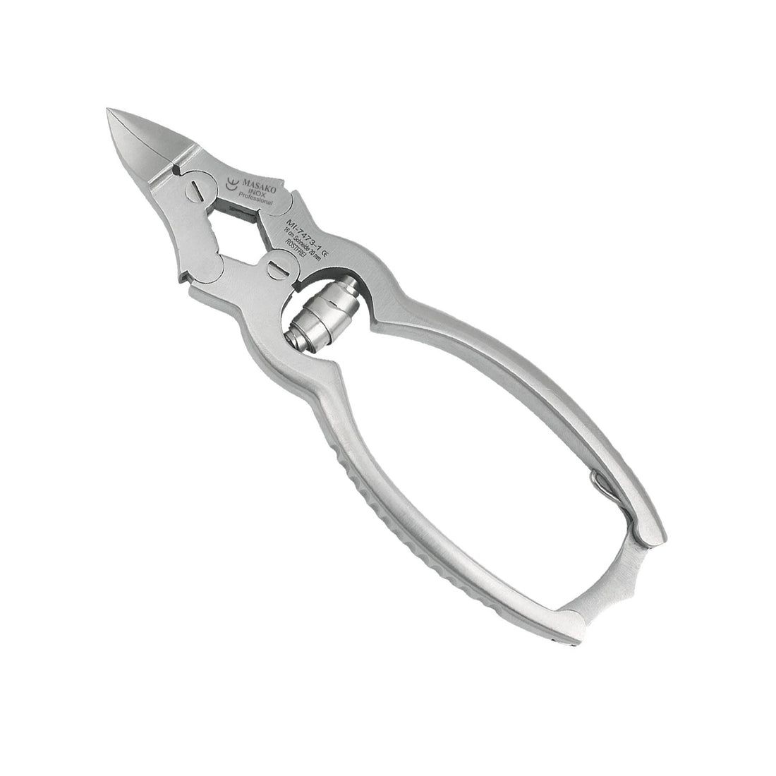 Fußnagelzange mit Doppelgelenk, gebogene Schneide - 16 cm / 22 mm geriffelter Griff