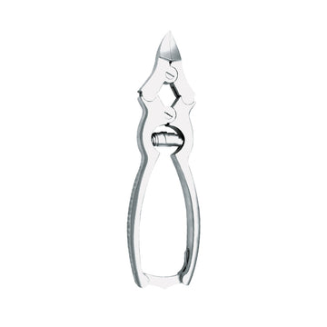 Toenail pliers with double joint, curved cutting edge - 16 cm / 22 mm grooved handle