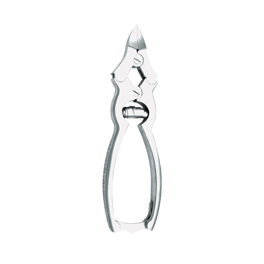 Nail pliers with double joint, curved cutting edge - 16 cm / 19 mm smooth handle