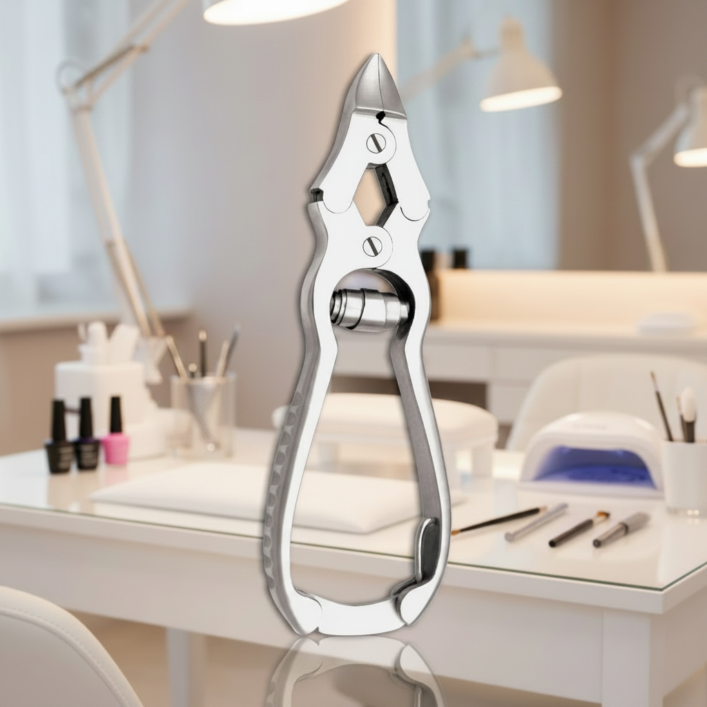 Double-Joint Nail Nipper, 12 cm, Curved Blade, Stainless Steel