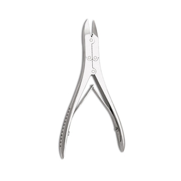 Nail pliers, double joint, slightly curved blade, without buffer spring, grooved handle, 16 cm total length